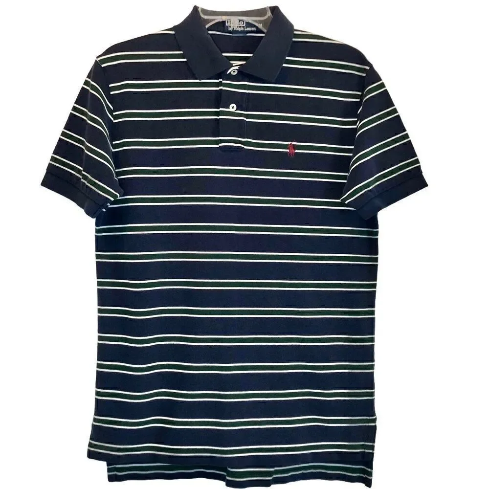 Polo by Ralph Lauren Striped Polo in Navy/Green/White/Red Men’s M